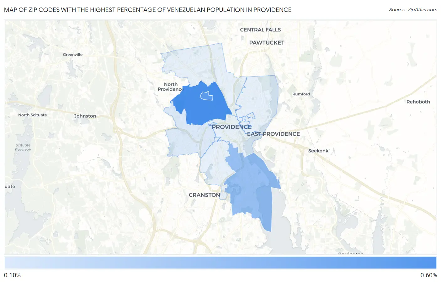 Zip Codes with the Highest Percentage of Venezuelan Population in Providence Map