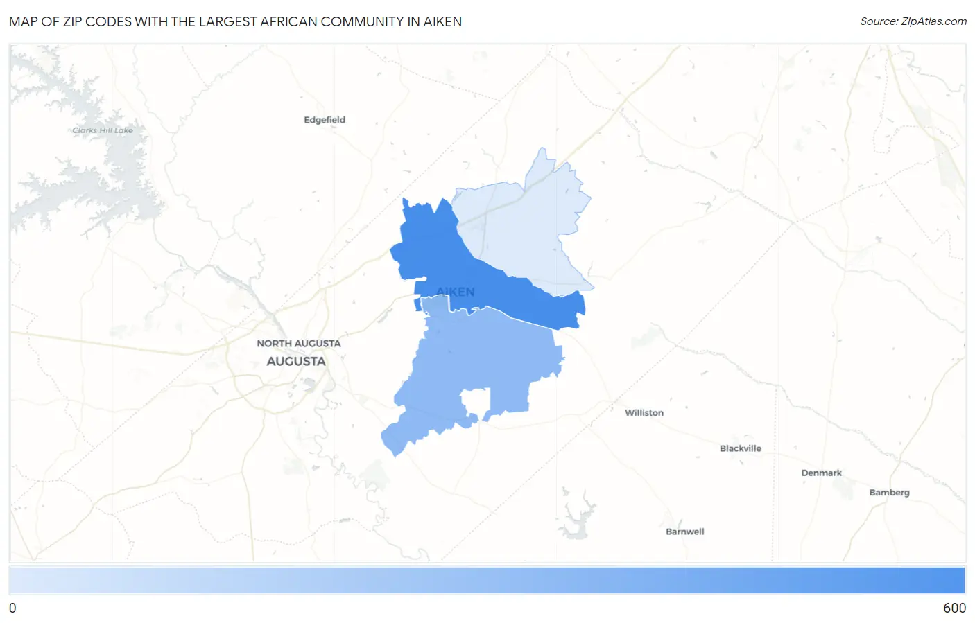 Zip Codes with the Largest African Community in Aiken Map