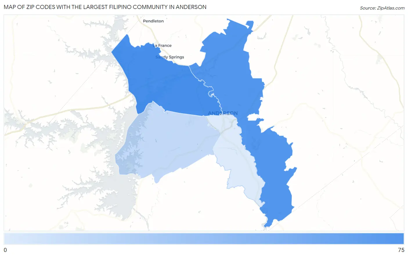 Zip Codes with the Largest Filipino Community in Anderson Map