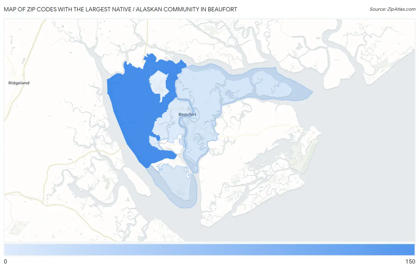Zip Codes with the Largest Native / Alaskan Community in Beaufort Map