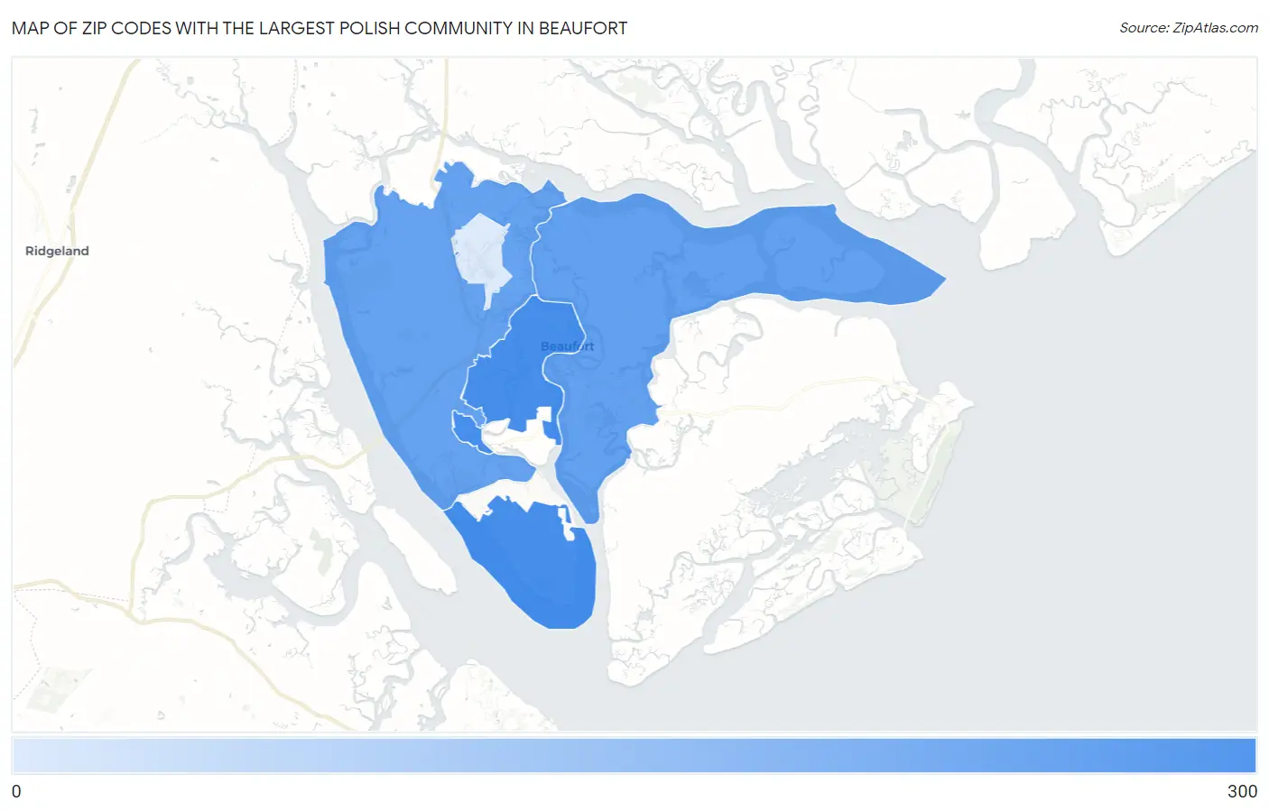 Zip Codes with the Largest Polish Community in Beaufort Map
