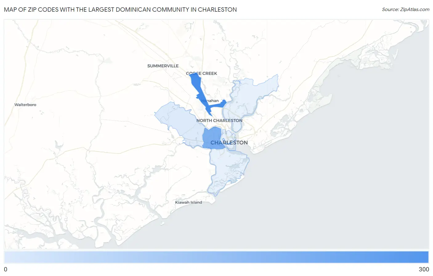 Zip Codes with the Largest Dominican Community in Charleston Map