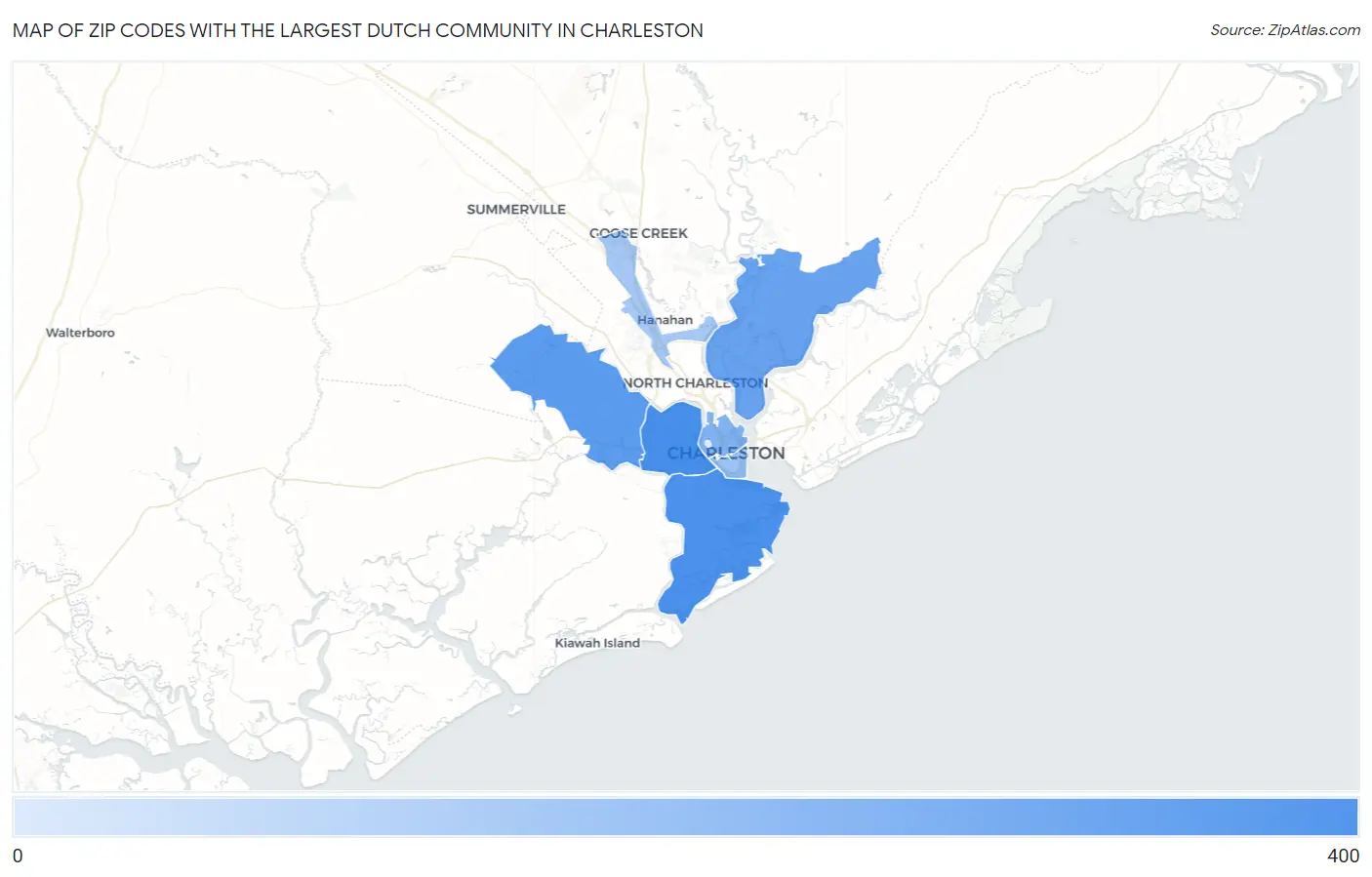 Zip Codes with the Largest Dutch Community in Charleston Map