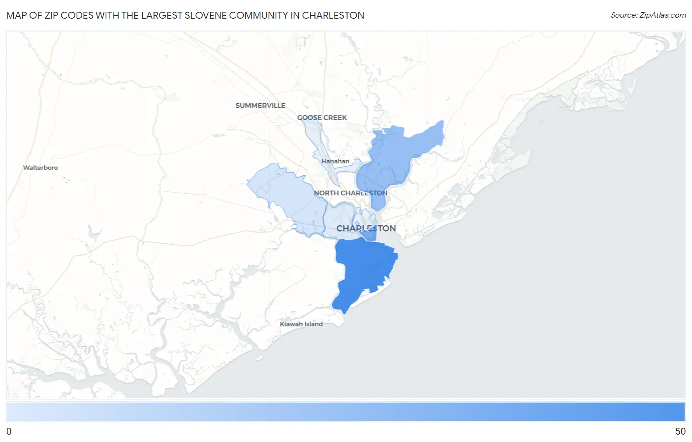 Zip Codes with the Largest Slovene Community in Charleston Map