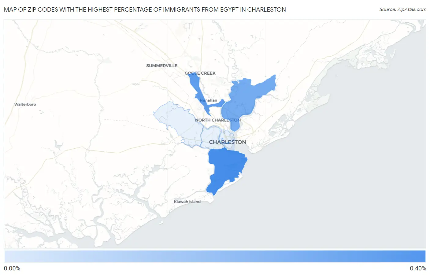 Zip Codes with the Highest Percentage of Immigrants from Egypt in Charleston Map