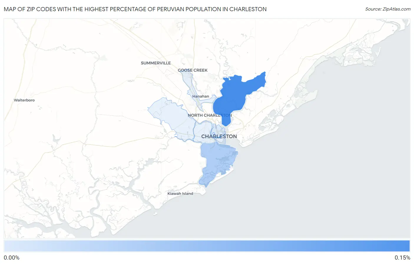 Zip Codes with the Highest Percentage of Peruvian Population in Charleston Map