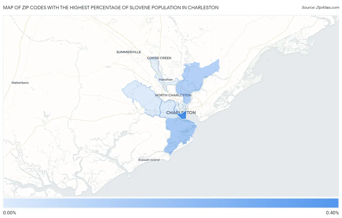 Zip Codes with the Highest Percentage of Slovene Population in Charleston Map