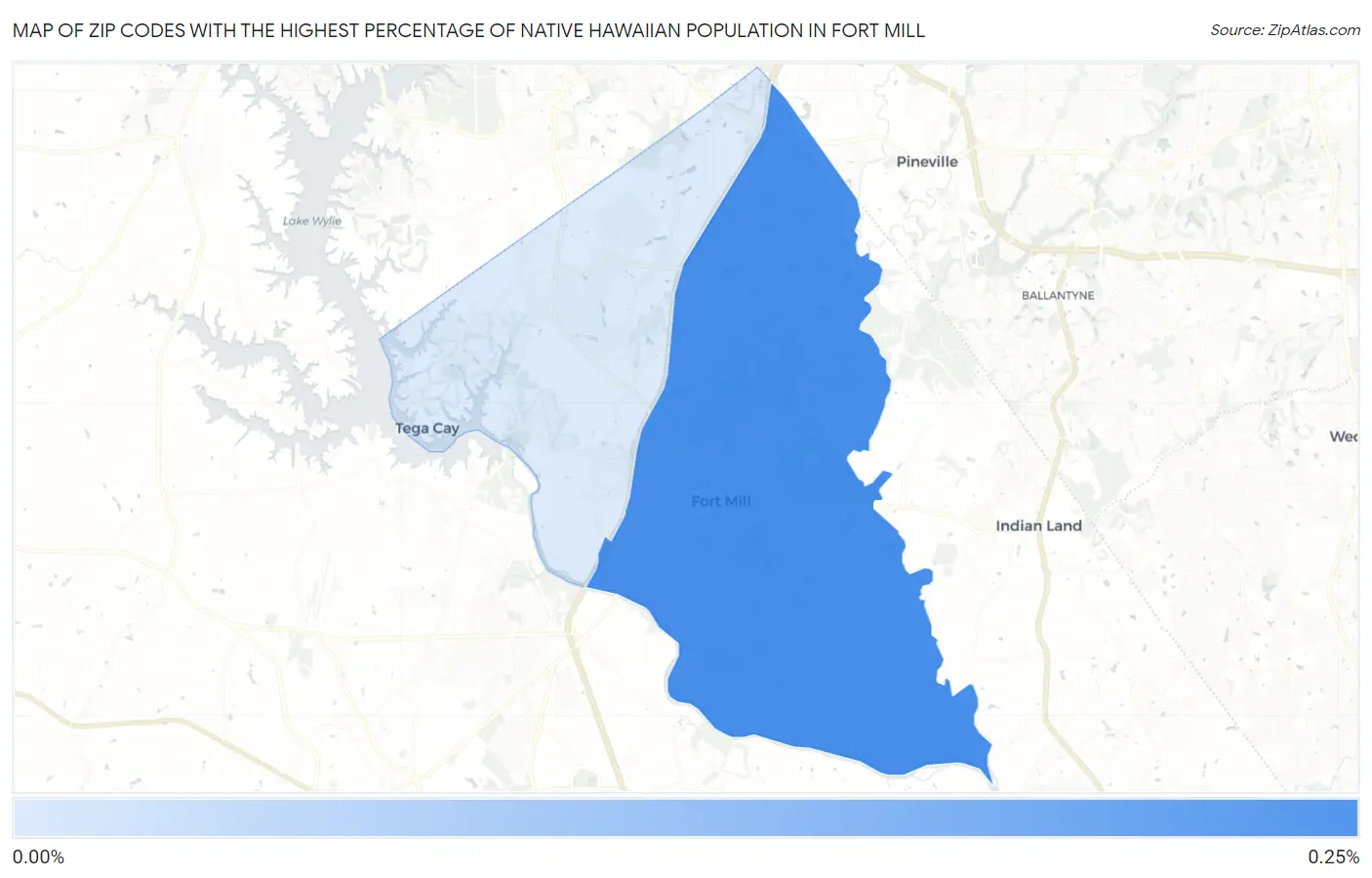 Zip Codes with the Highest Percentage of Native Hawaiian Population in Fort Mill Map