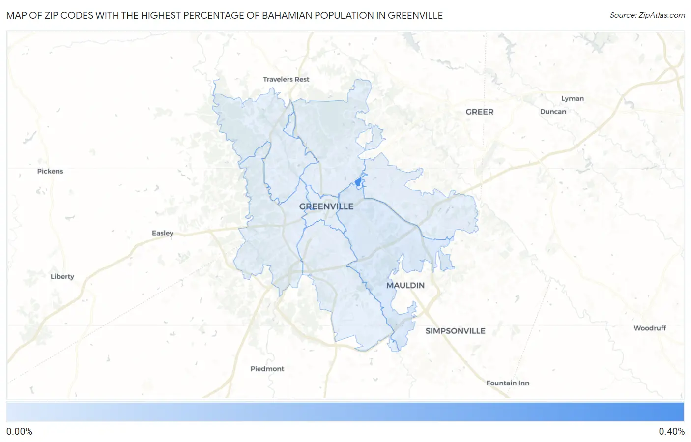 Zip Codes with the Highest Percentage of Bahamian Population in Greenville Map