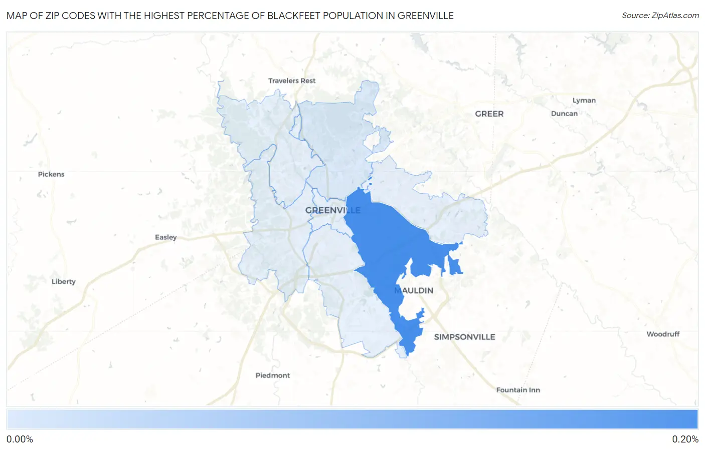 Zip Codes with the Highest Percentage of Blackfeet Population in Greenville Map