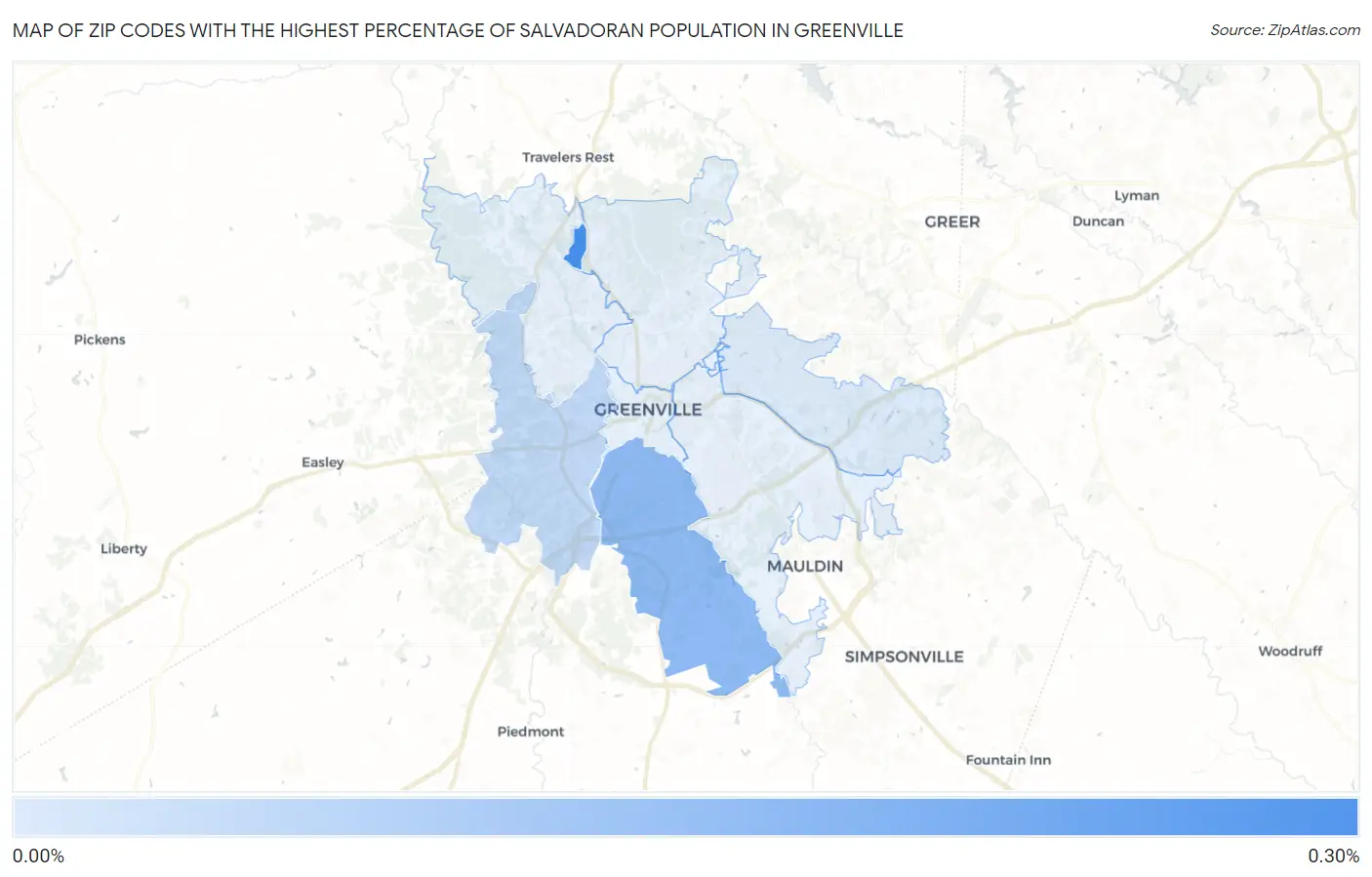 Zip Codes with the Highest Percentage of Salvadoran Population in Greenville Map