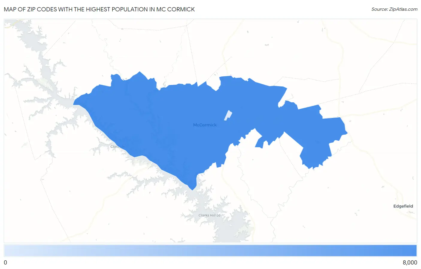 Zip Codes with the Highest Population in Mc Cormick Map