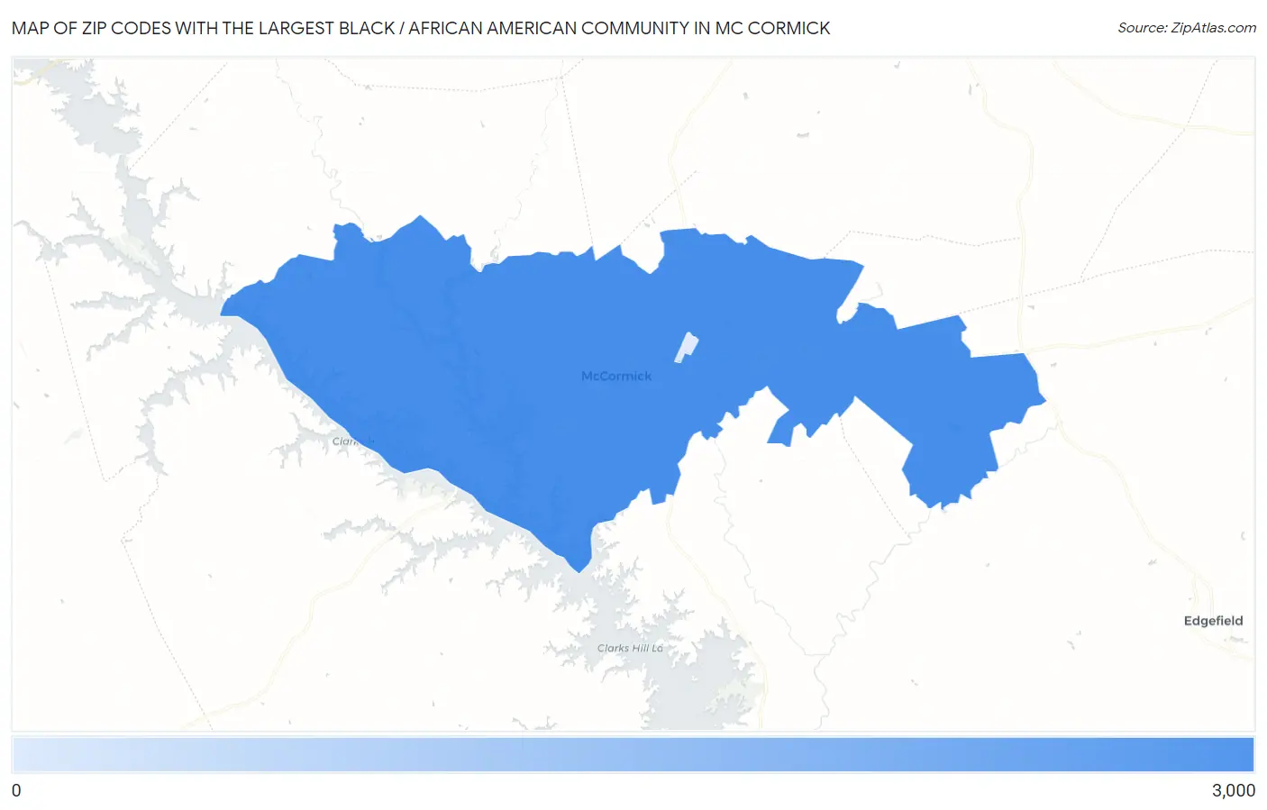 Zip Codes with the Largest Black / African American Community in Mc Cormick Map