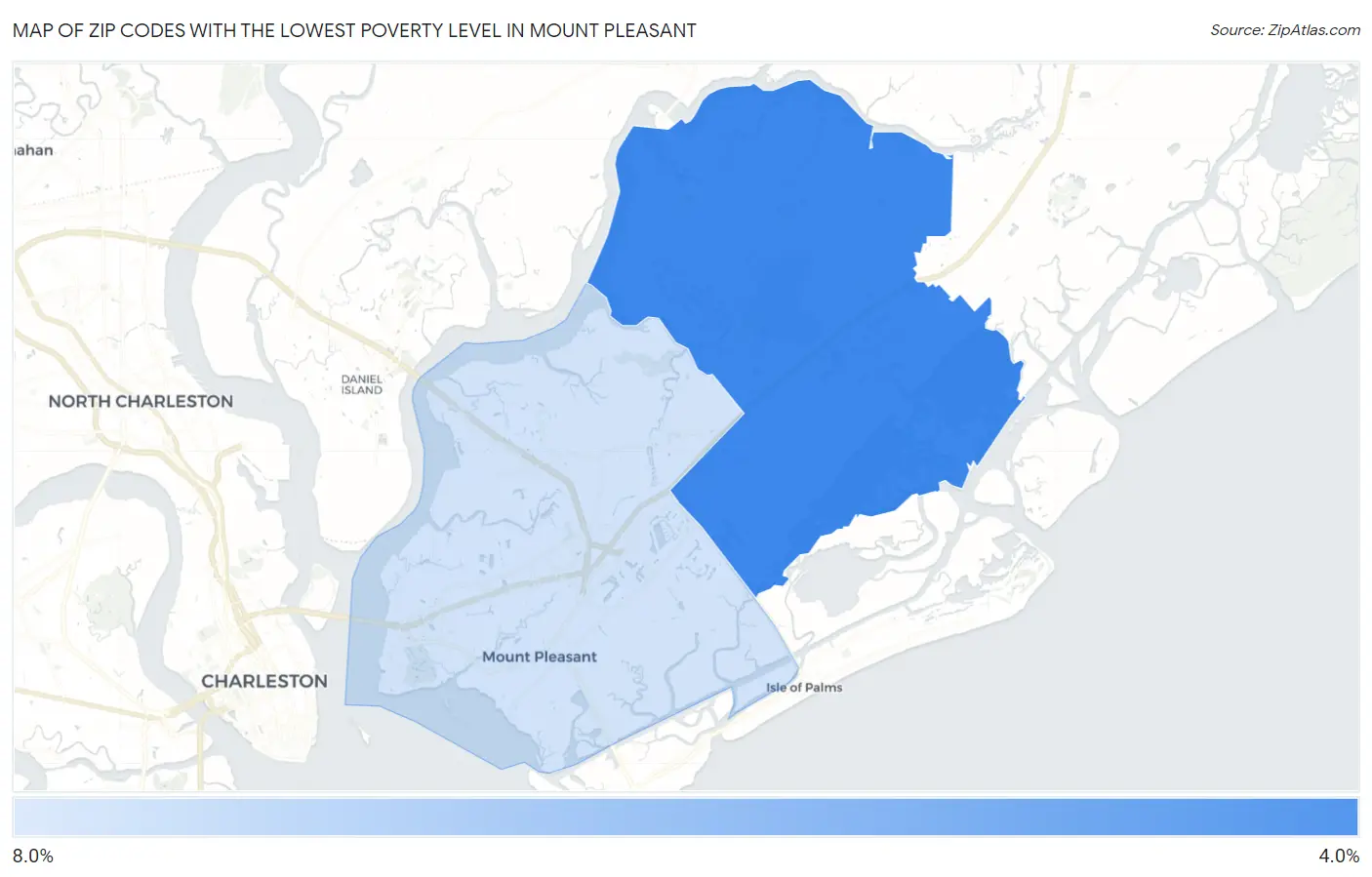 Zip Codes with the Lowest Poverty Level in Mount Pleasant Map