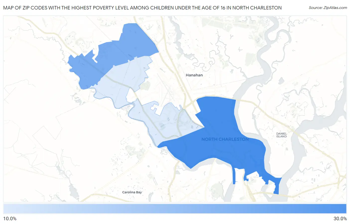 Zip Codes with the Highest Poverty Level Among Children Under the Age of 16 in North Charleston Map