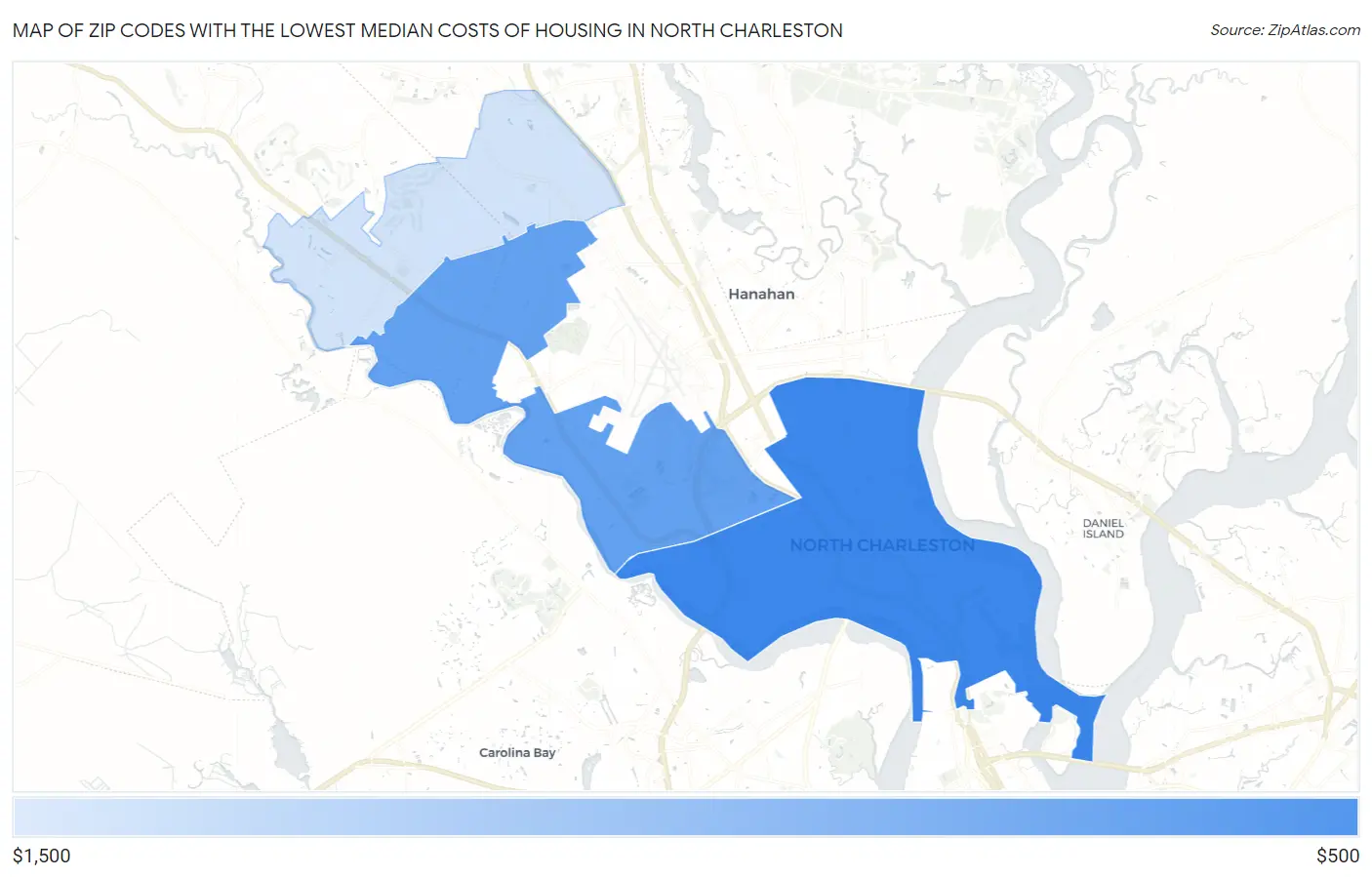 Zip Codes with the Lowest Median Costs of Housing in North Charleston Map