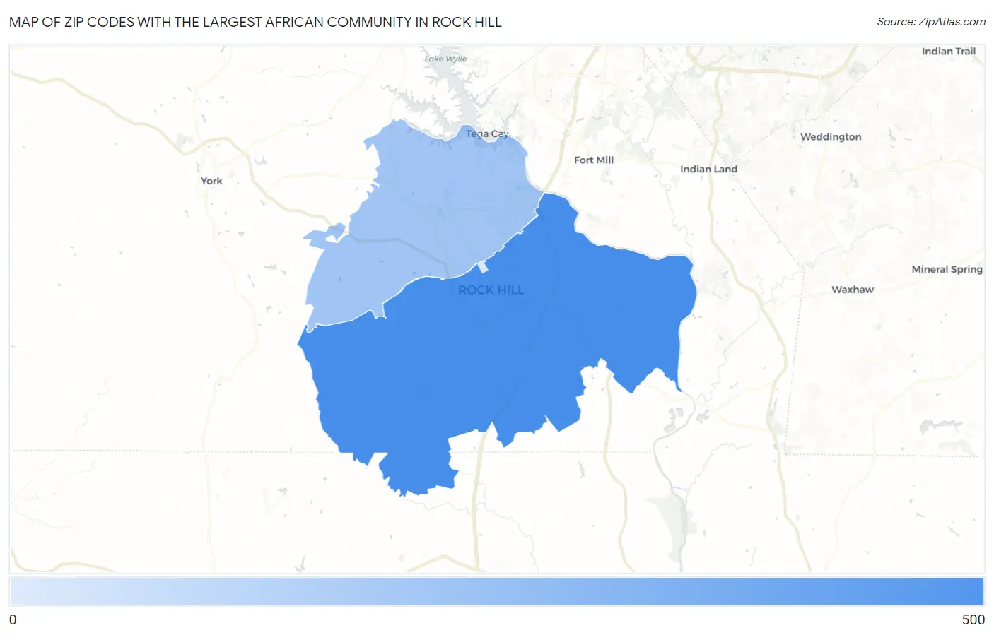 Zip Codes with the Largest African Community in Rock Hill Map