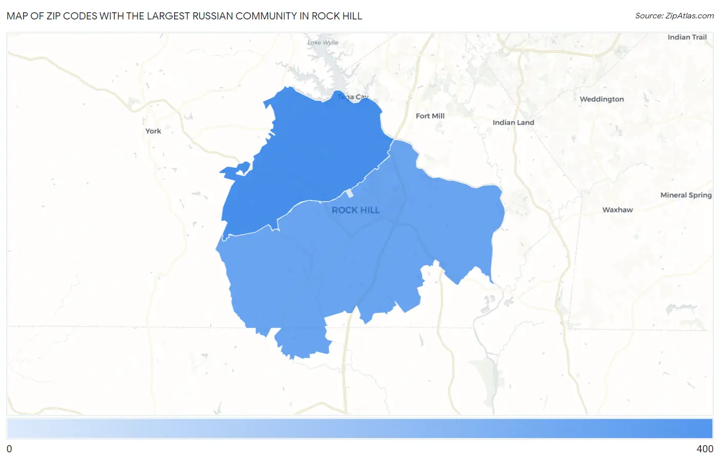 Zip Codes with the Largest Russian Community in Rock Hill Map