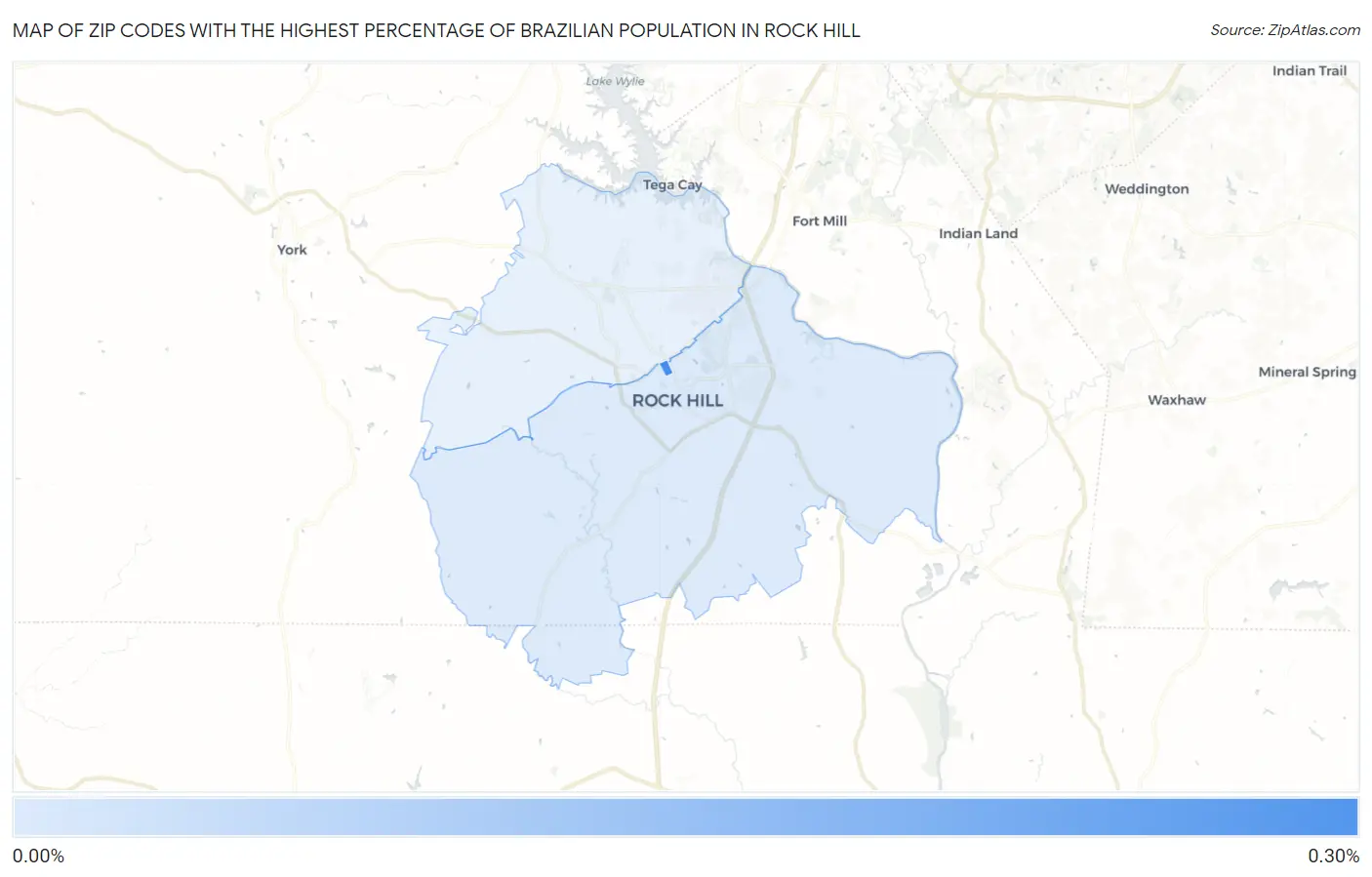 Zip Codes with the Highest Percentage of Brazilian Population in Rock Hill Map