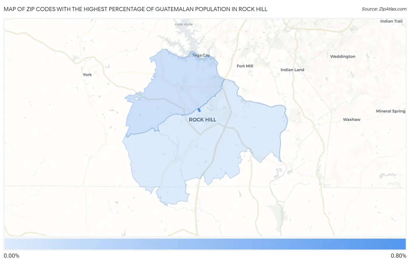 Zip Codes with the Highest Percentage of Guatemalan Population in Rock Hill Map