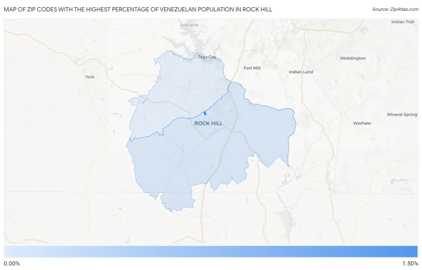 Zip Codes with the Highest Percentage of Venezuelan Population in Rock Hill Map