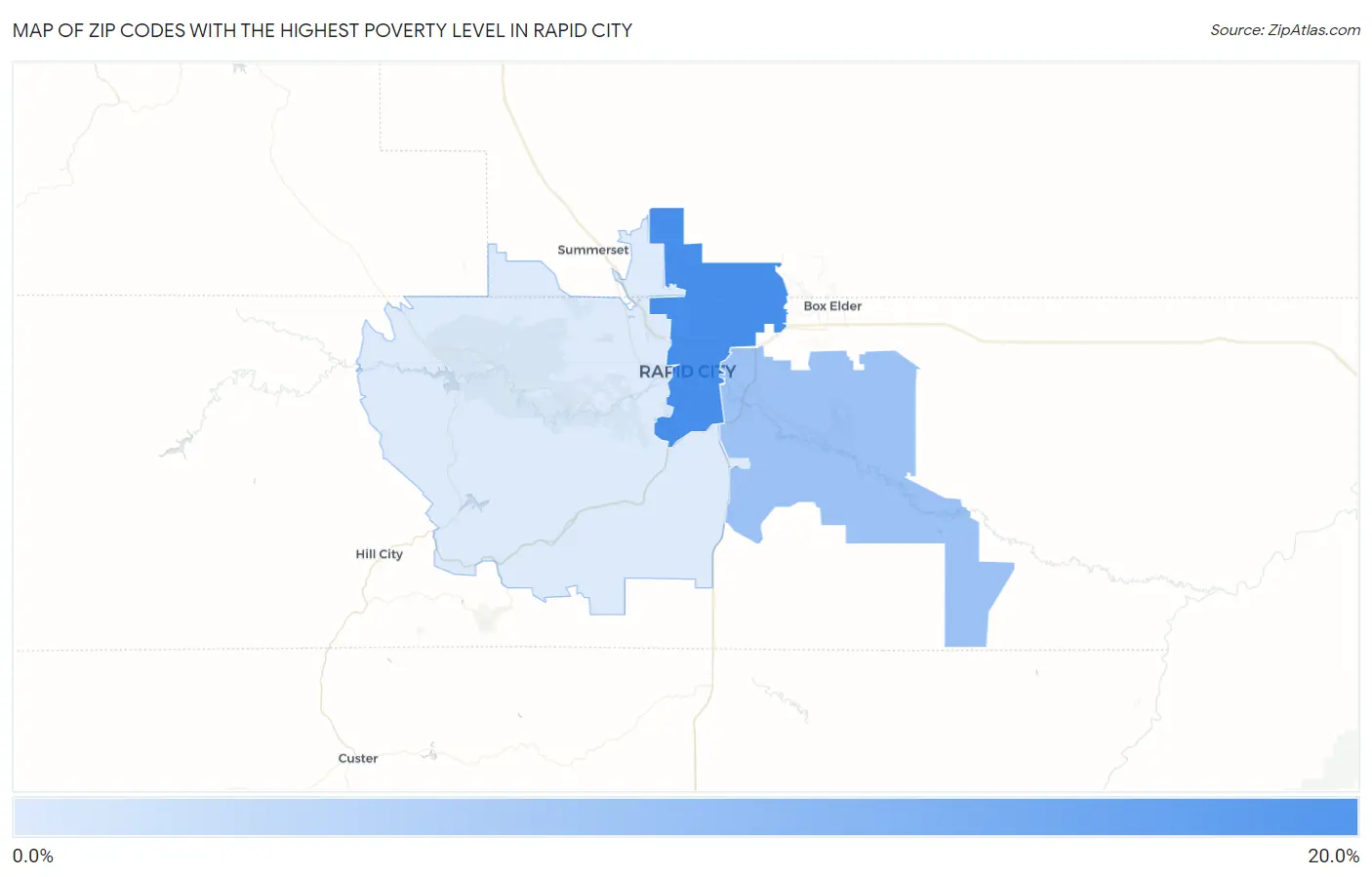 Zip Codes with the Highest Poverty Level in Rapid City Map