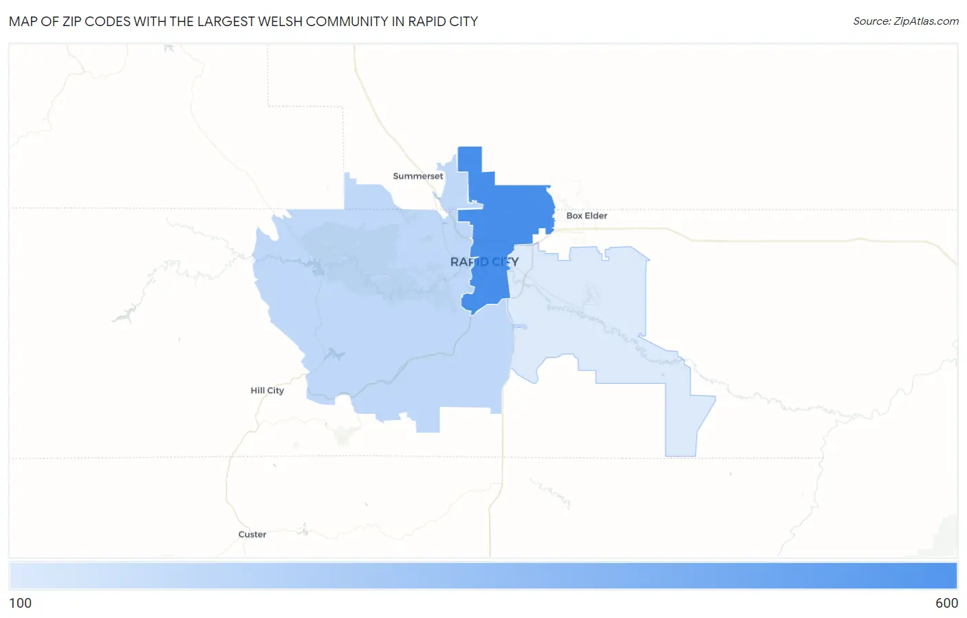 Zip Codes with the Largest Welsh Community in Rapid City Map