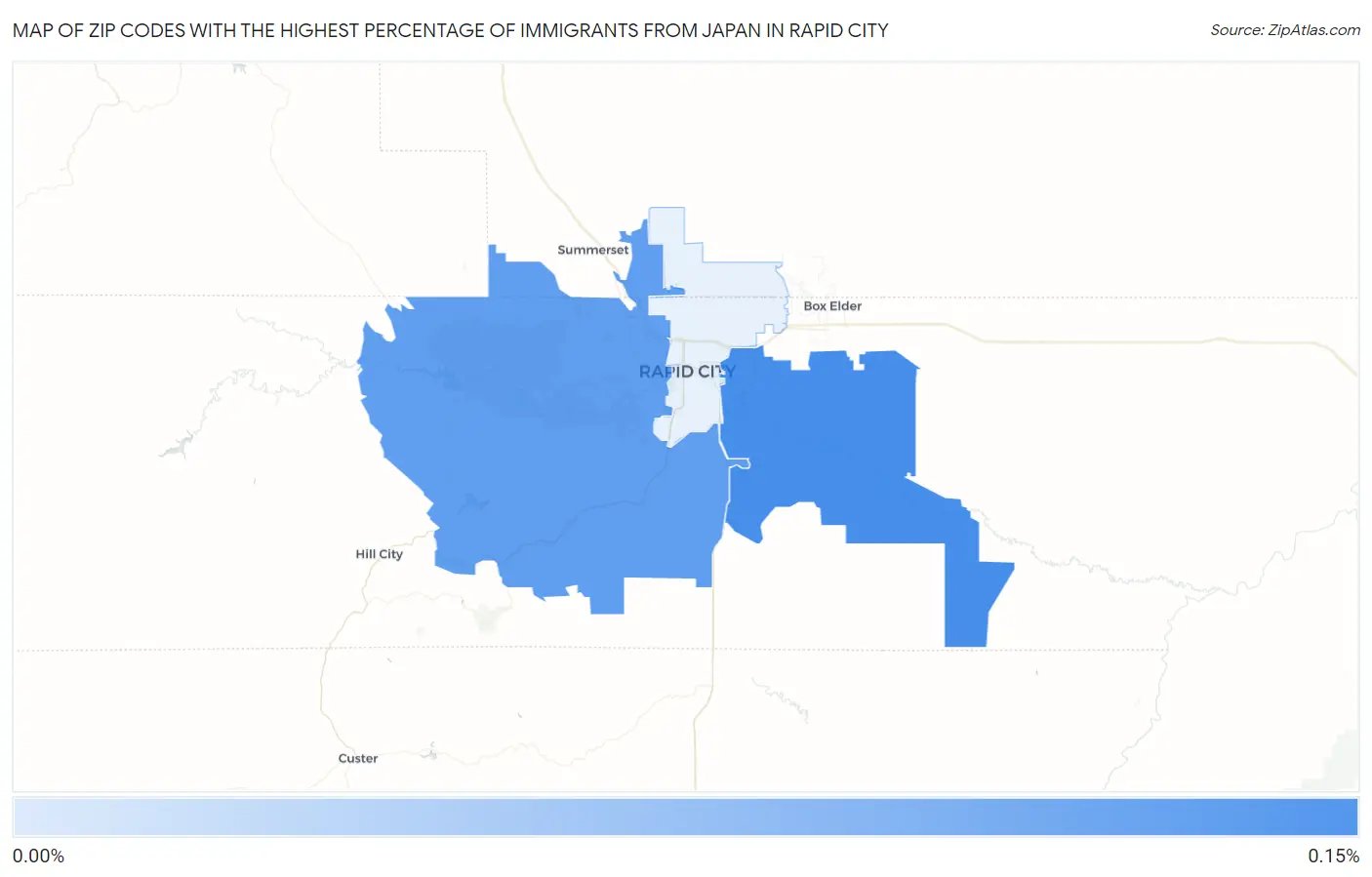 Zip Codes with the Highest Percentage of Immigrants from Japan in Rapid City Map