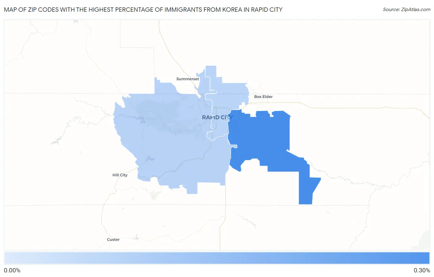 Zip Codes with the Highest Percentage of Immigrants from Korea in Rapid City Map