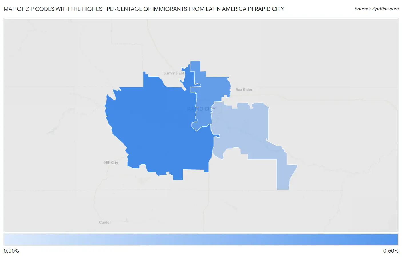 Zip Codes with the Highest Percentage of Immigrants from Latin America in Rapid City Map