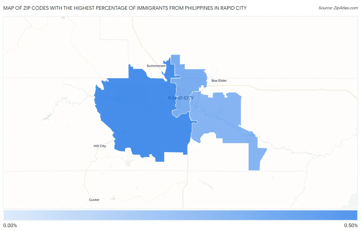 Zip Codes with the Highest Percentage of Immigrants from Philippines in Rapid City Map
