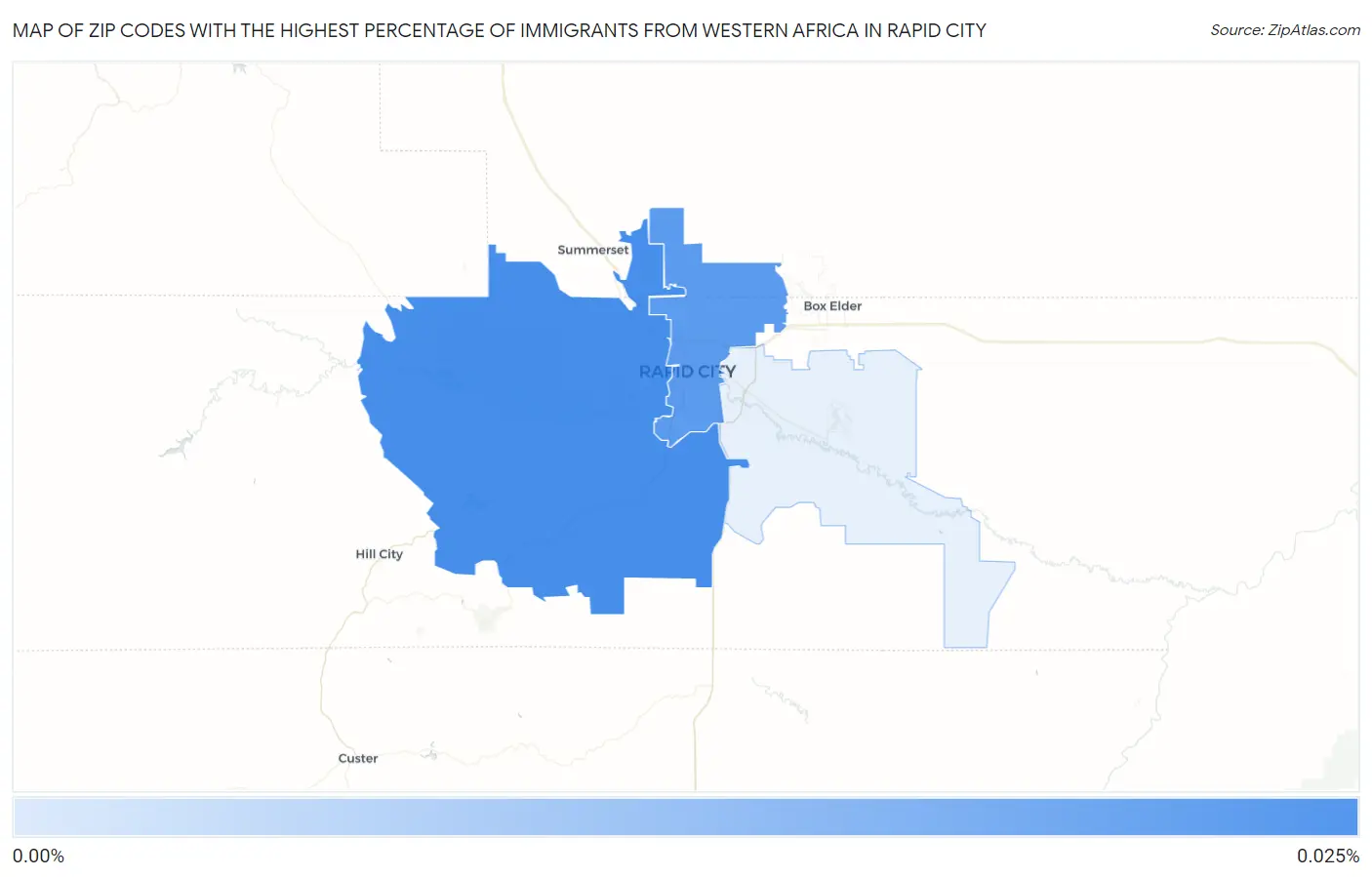 Zip Codes with the Highest Percentage of Immigrants from Western Africa in Rapid City Map