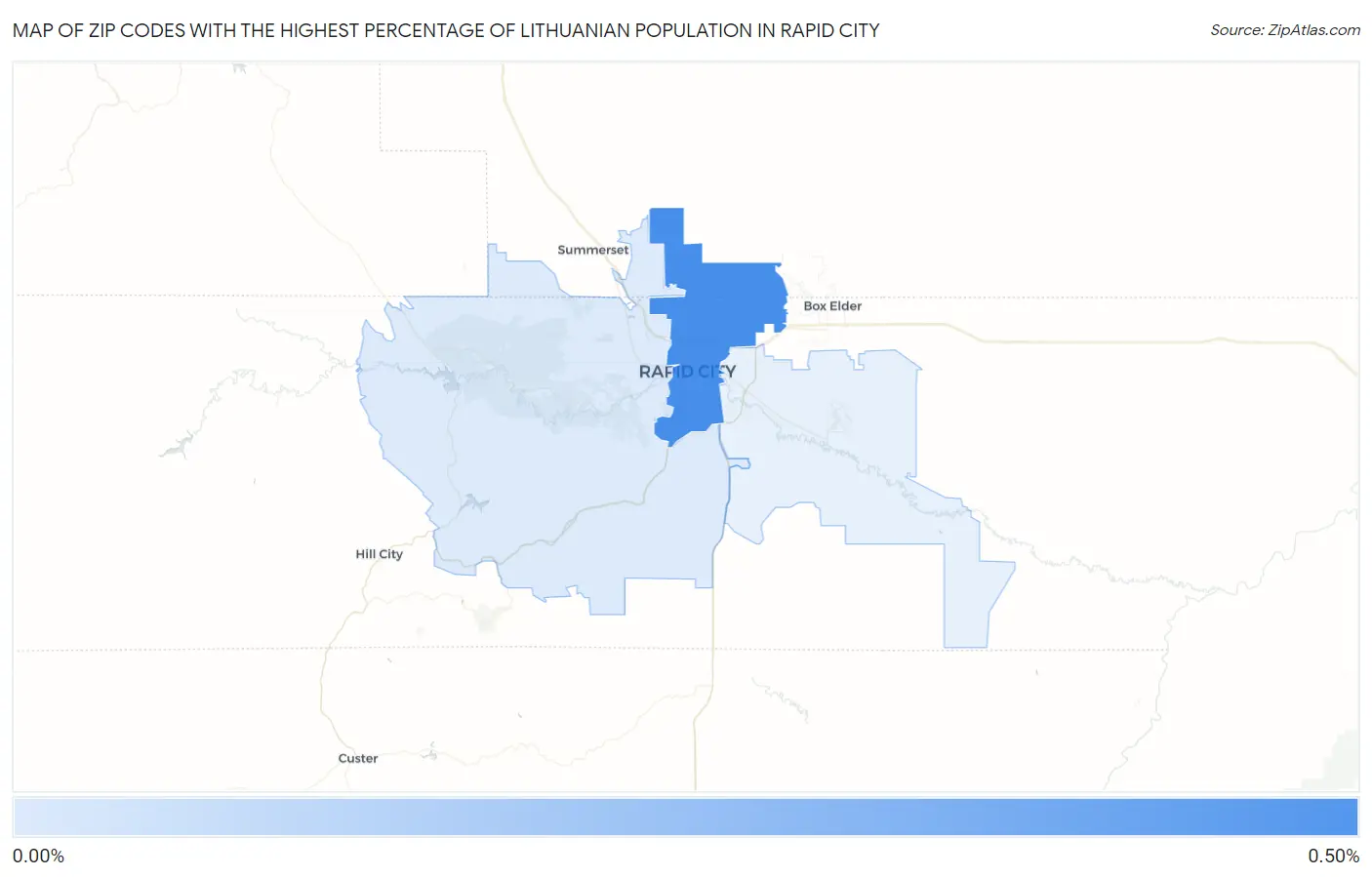 Zip Codes with the Highest Percentage of Lithuanian Population in Rapid City Map