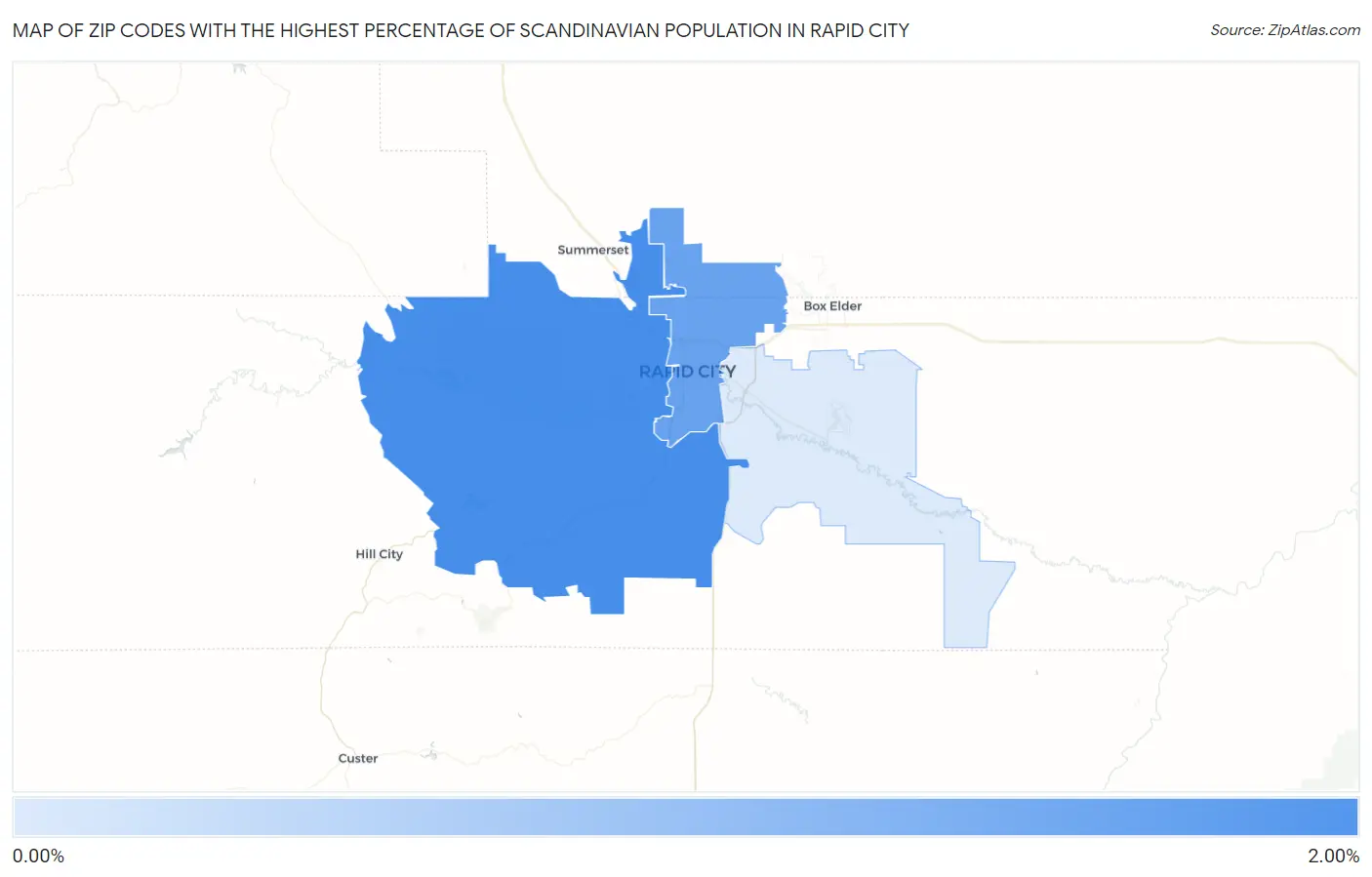 Zip Codes with the Highest Percentage of Scandinavian Population in Rapid City Map