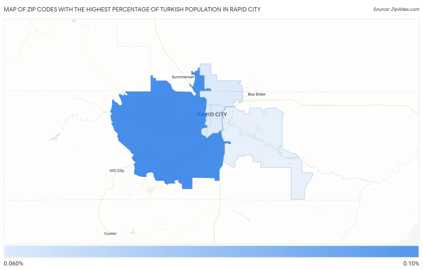 Zip Codes with the Highest Percentage of Turkish Population in Rapid City Map