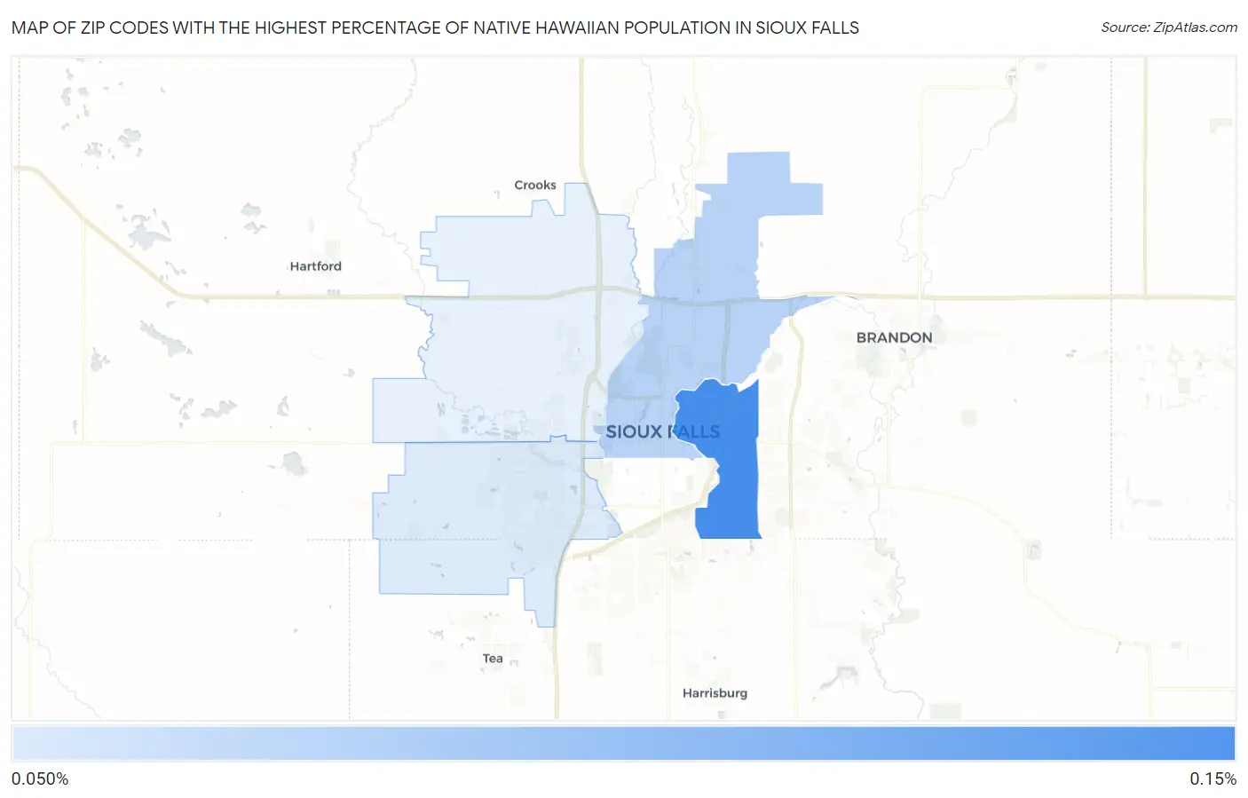 Zip Codes with the Highest Percentage of Native Hawaiian Population in Sioux Falls Map