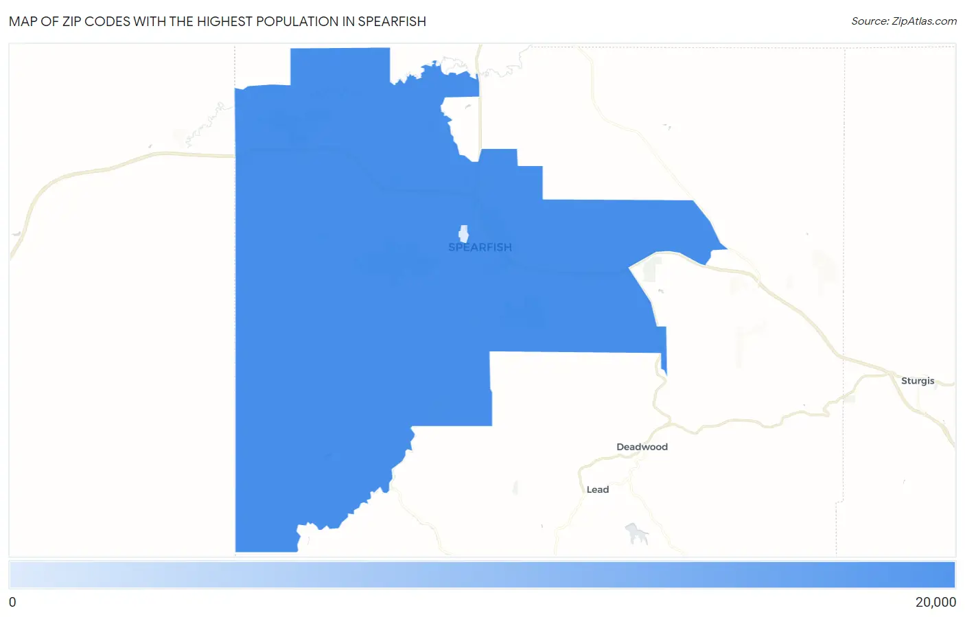 Zip Codes with the Highest Population in Spearfish Map