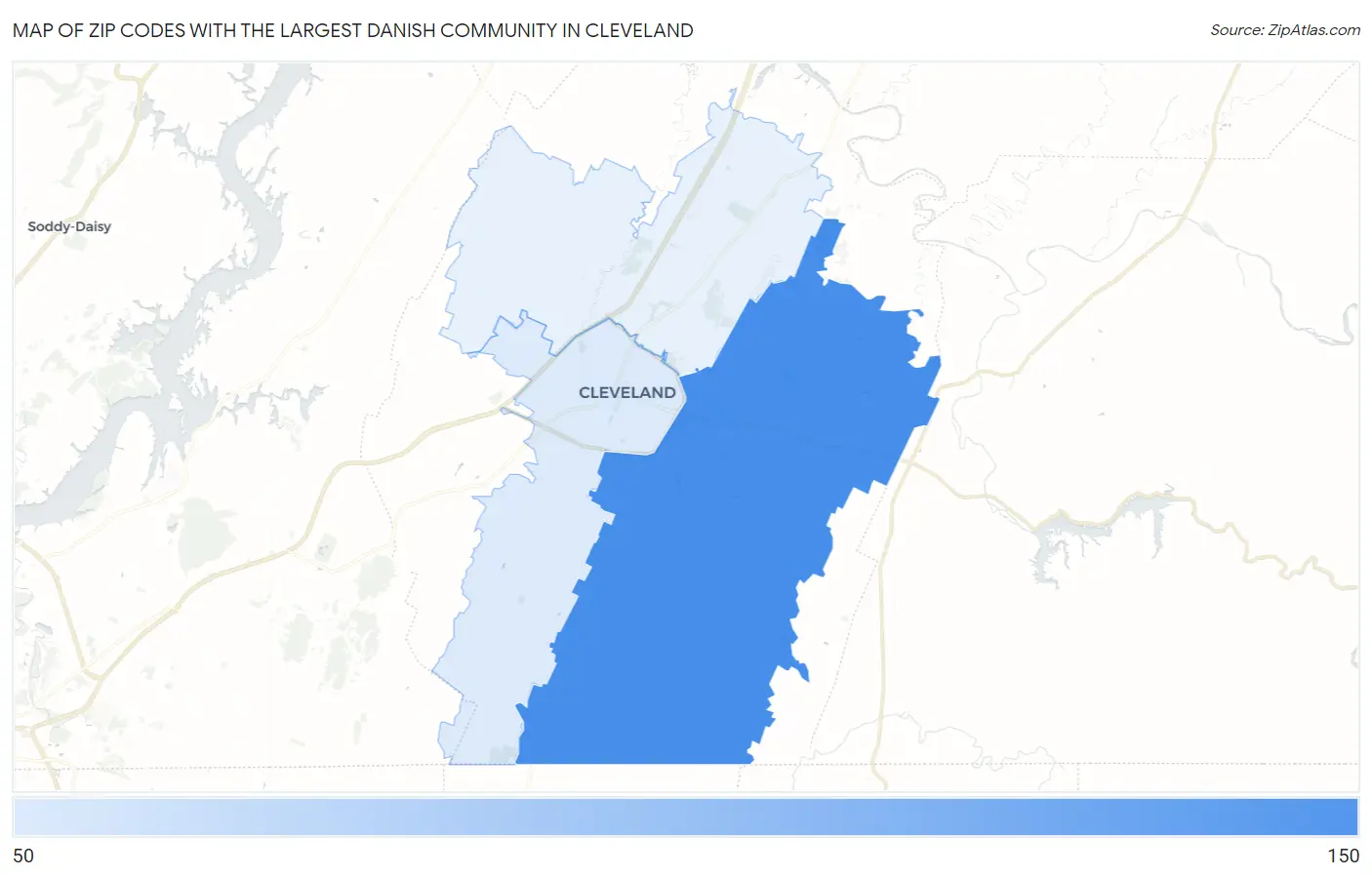 Zip Codes with the Largest Danish Community in Cleveland Map