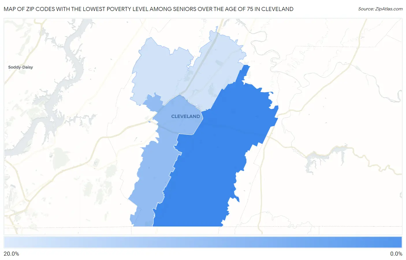 Zip Codes with the Lowest Poverty Level Among Seniors Over the Age of 75 in Cleveland Map