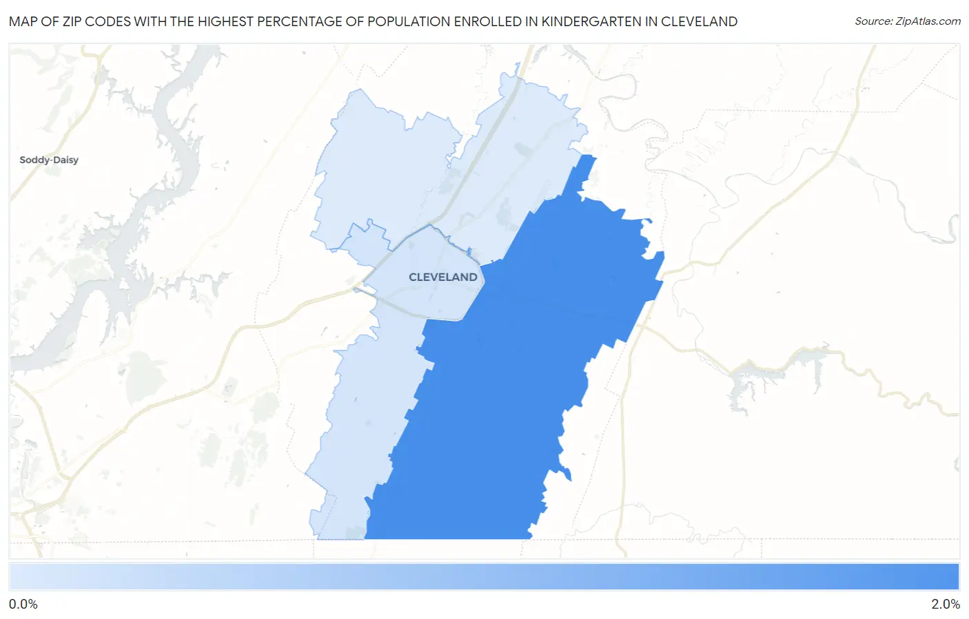 Zip Codes with the Highest Percentage of Population Enrolled in Kindergarten in Cleveland Map
