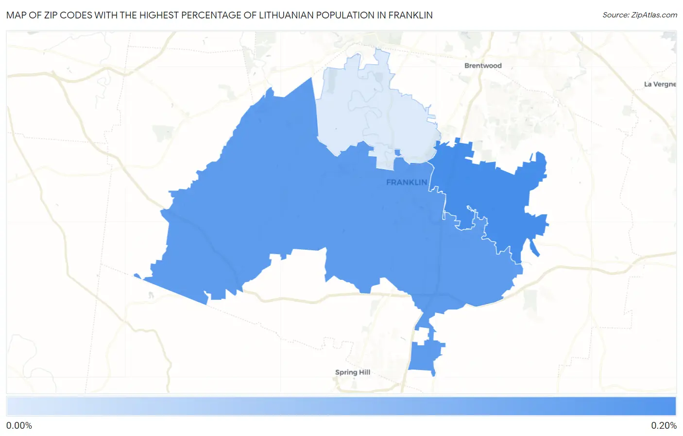 Zip Codes with the Highest Percentage of Lithuanian Population in Franklin Map