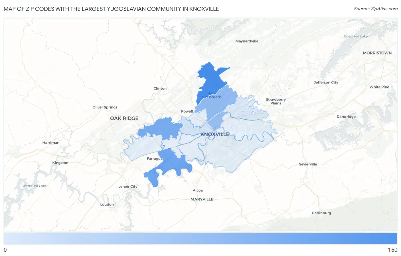 Zip Codes with the Largest Yugoslavian Community in Knoxville Map