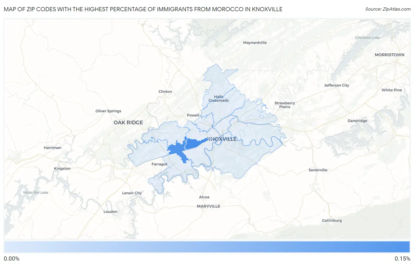 Zip Codes with the Highest Percentage of Immigrants from Morocco in Knoxville Map