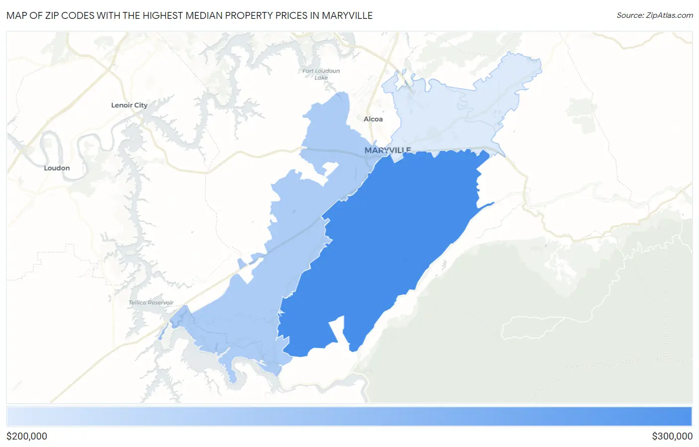 Zip Codes with the Highest Median Property Prices in Maryville Map
