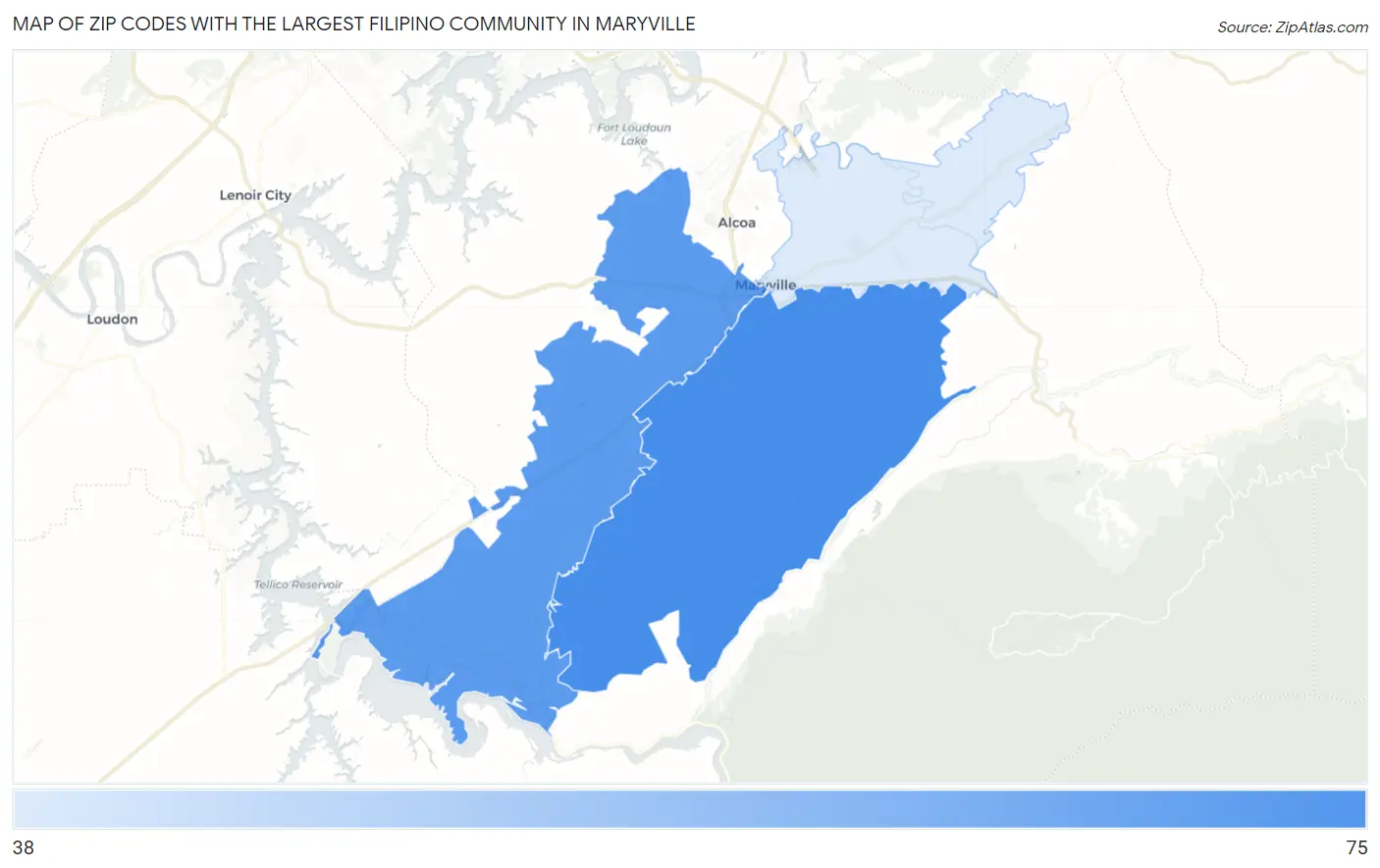 Zip Codes with the Largest Filipino Community in Maryville Map