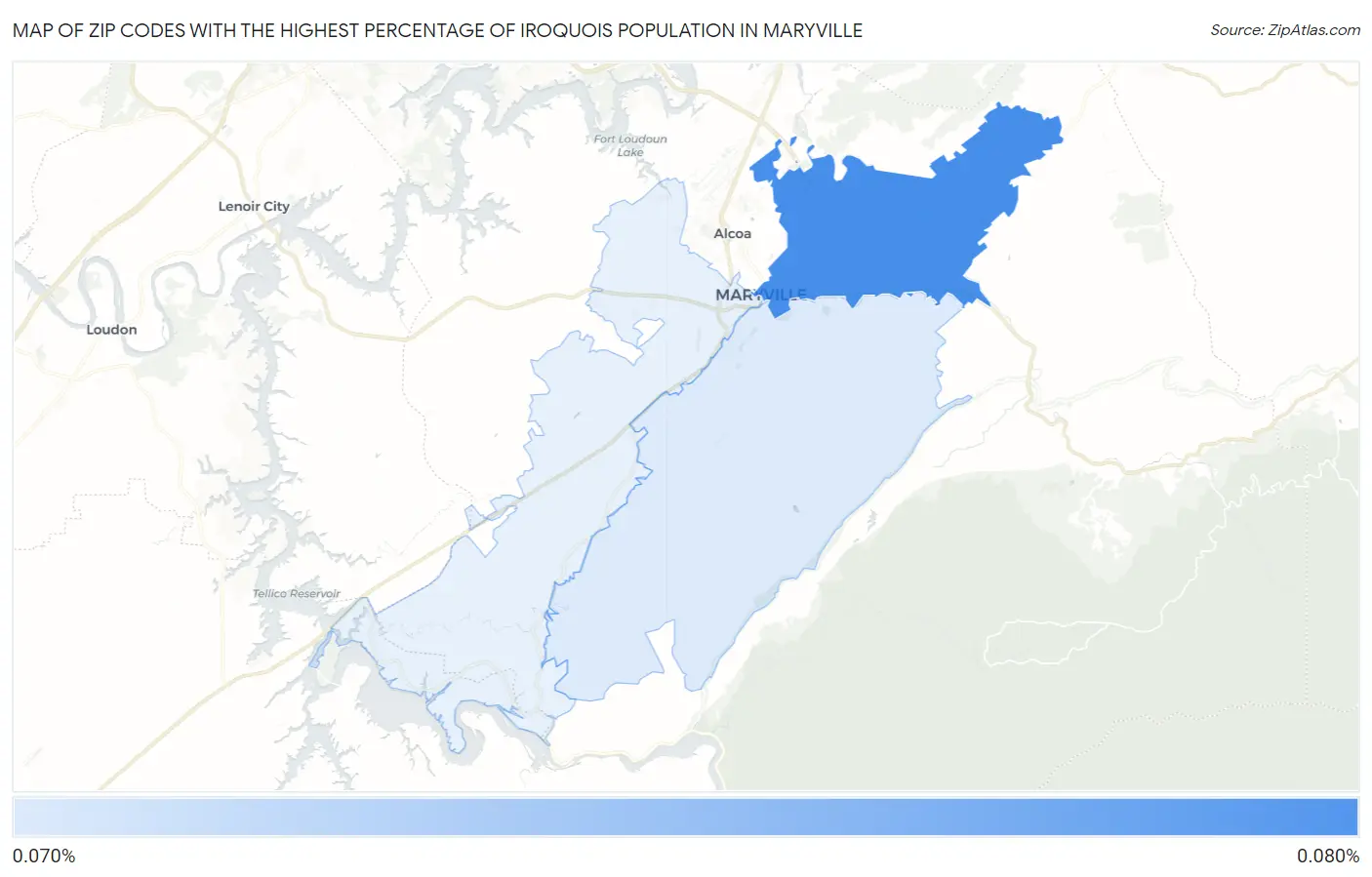 Zip Codes with the Highest Percentage of Iroquois Population in Maryville Map