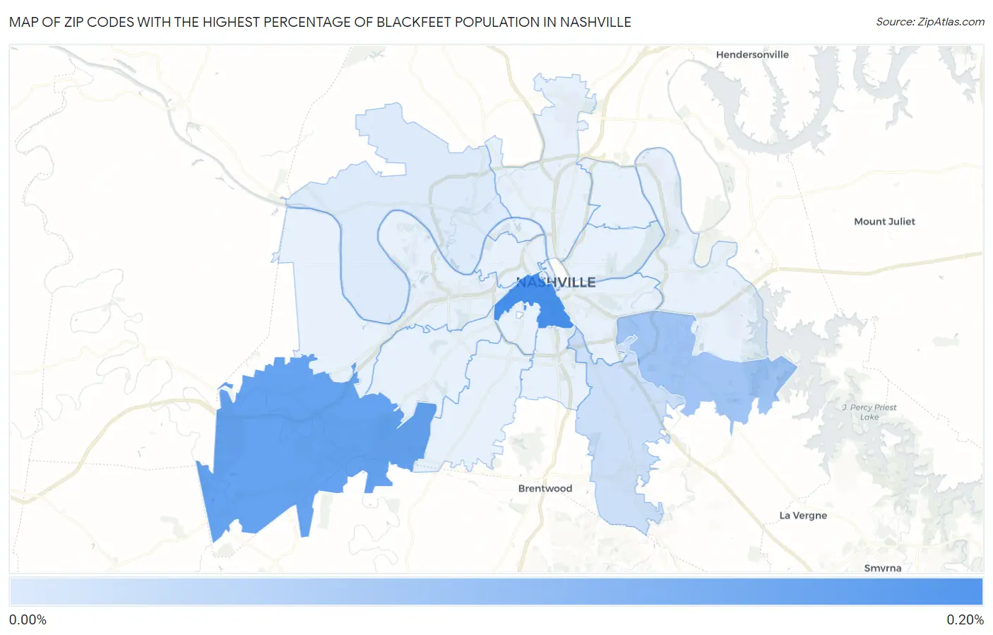 Zip Codes with the Highest Percentage of Blackfeet Population in Nashville Map