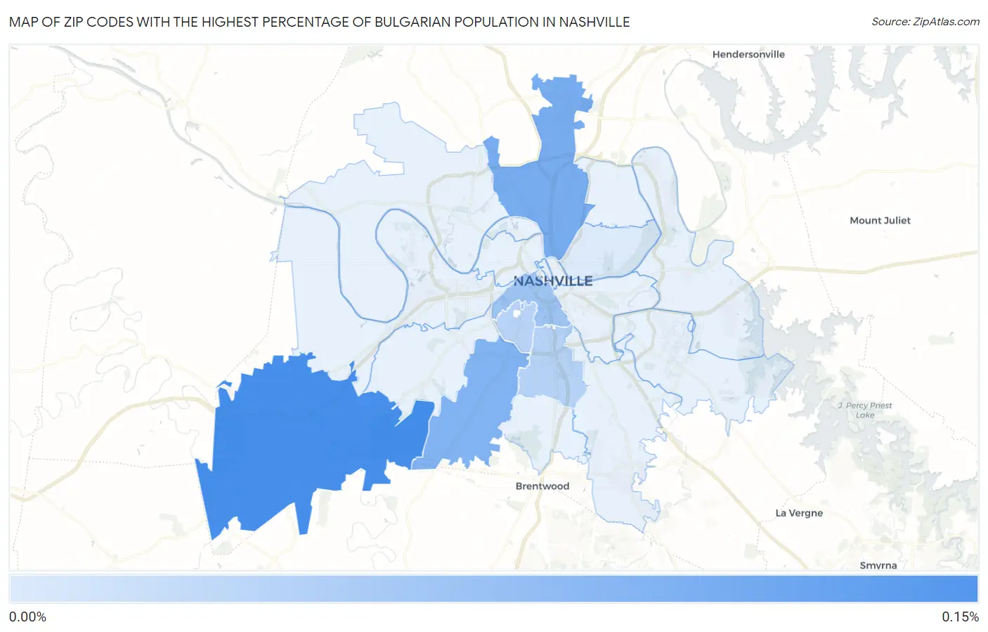 Zip Codes with the Highest Percentage of Bulgarian Population in Nashville Map
