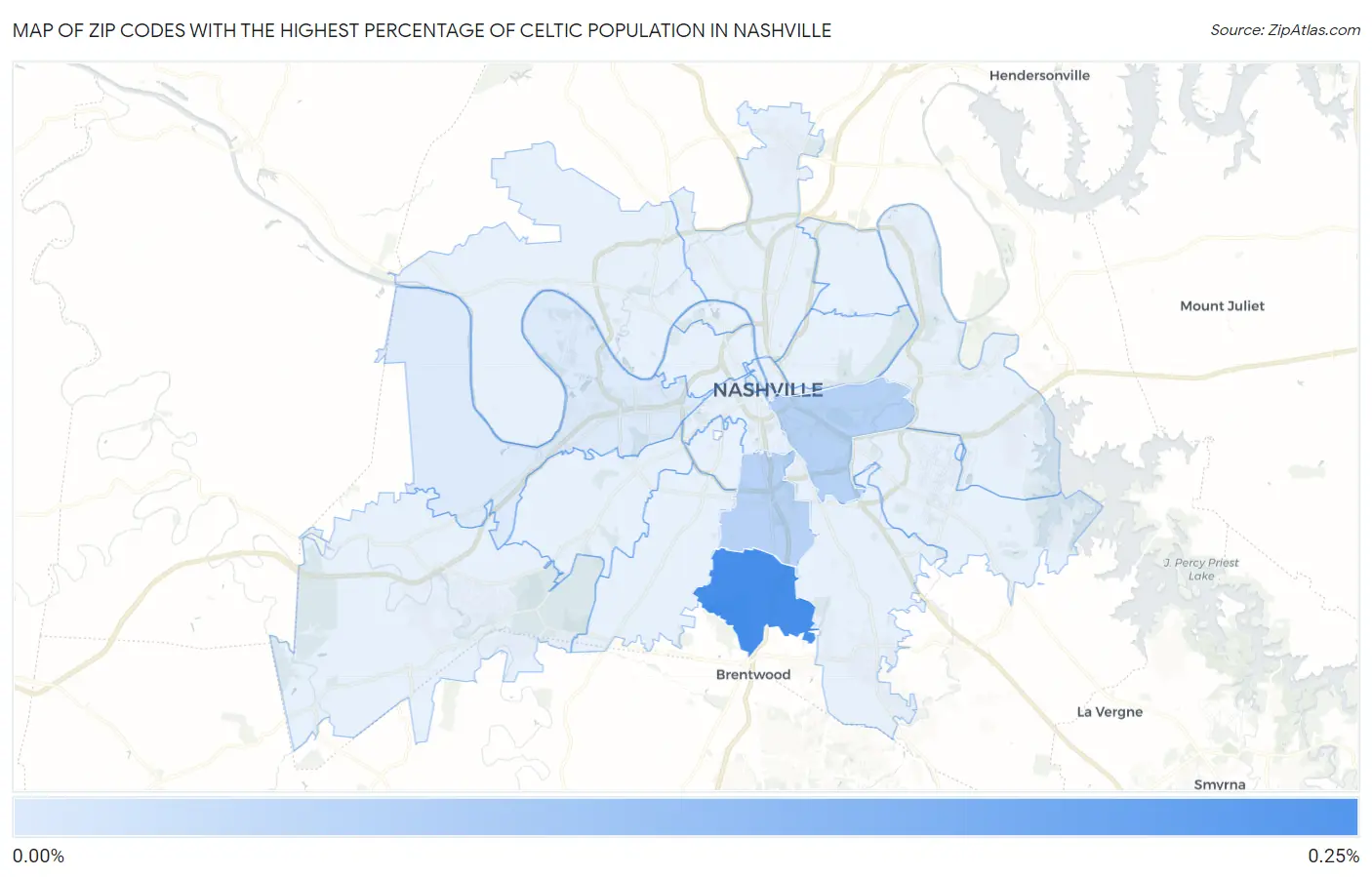 Zip Codes with the Highest Percentage of Celtic Population in Nashville Map