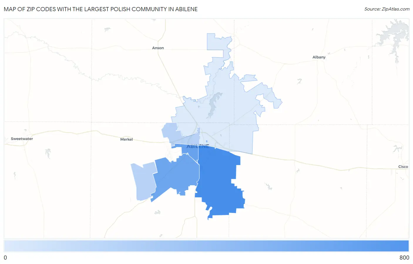 Zip Codes with the Largest Polish Community in Abilene Map
